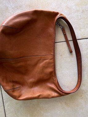 Coach Large Leather Shoulder Bag in Cognac Brown